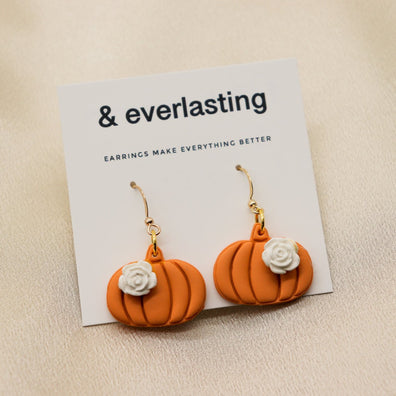 Pumpkin Rose Halloween Fall Earrings